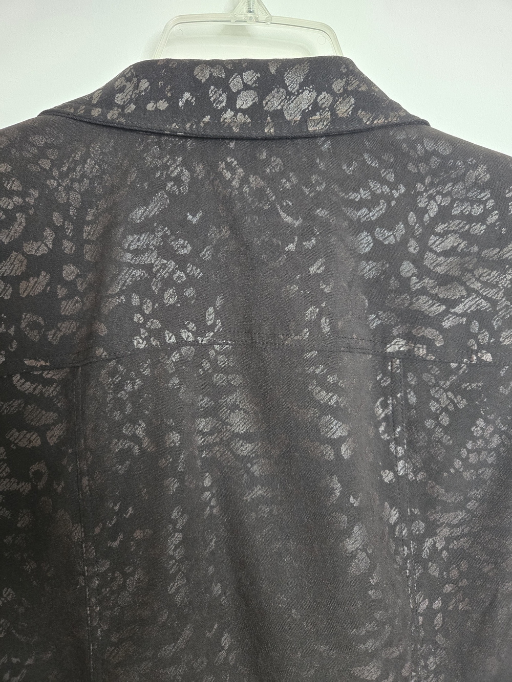 JM Collection Black Subtle Animal-Print Faux Suede Button Front Shachet Womens L - Picture 7 of 14